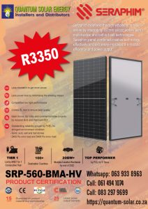 Read more about the article Seraphim 560W Mono Perc Solar Panel Special
